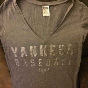 PINK Yankees baseball short sleeve tee shirt. EUC
